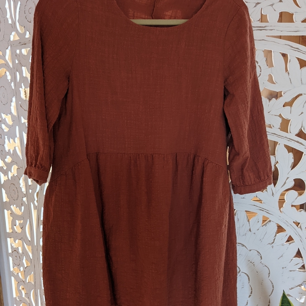 Cotton linen blend tunic copper color
